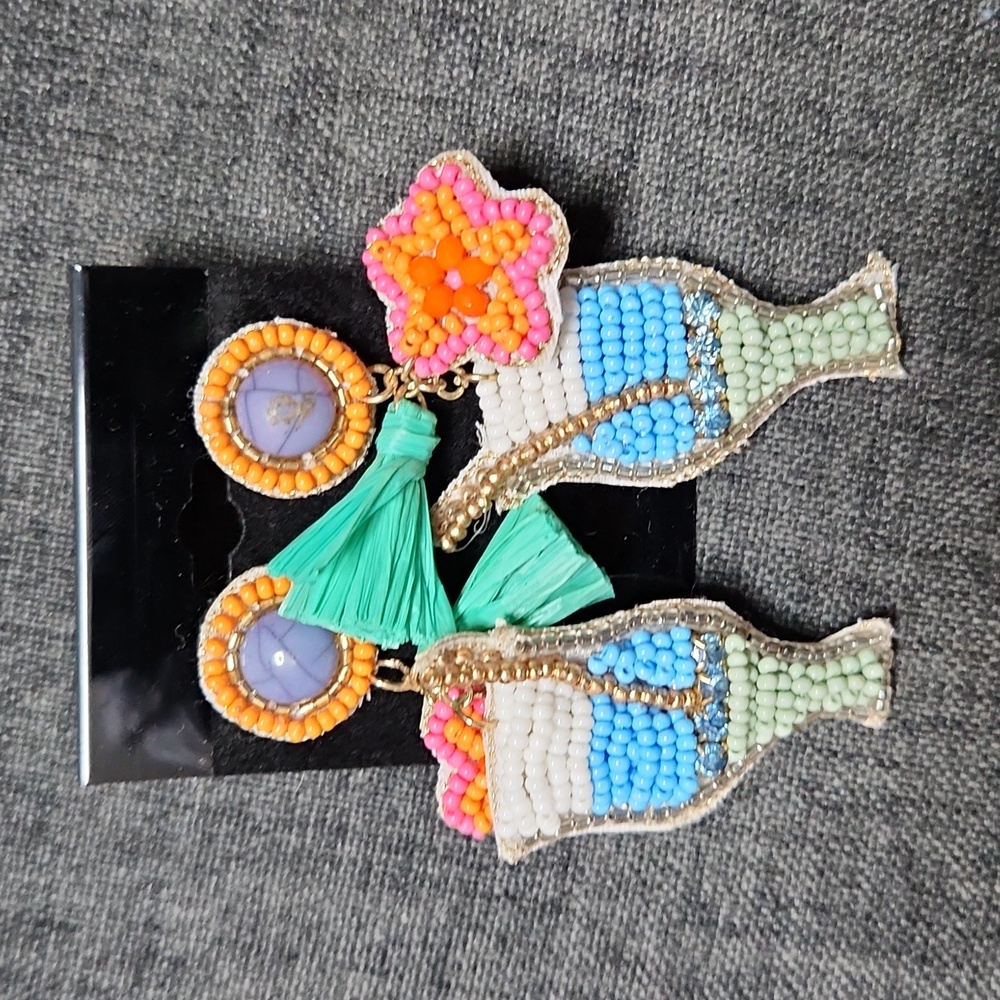 Tropical Daiquiri Beaded Tropical Earrings W/ Tassels
